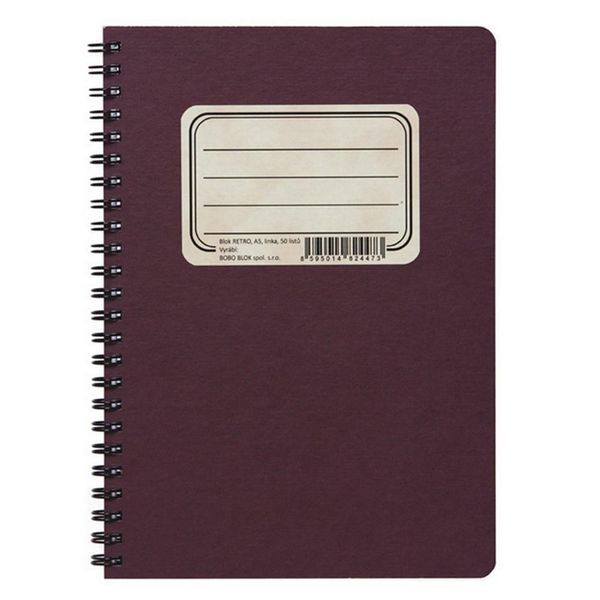 Quaderno A Spirale Bobo Con Spirale Laterale Retro A6 A Righe, 50 Fogli-image