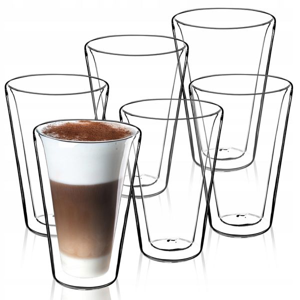 Bicchiere In Vetro A Doppia Parete Kadax "Haga"", Bicchieri Termici, Bicchiere Per Succo Di Frutta, Tè, Caffè, 6 Pezzi, 380 Ml"-image