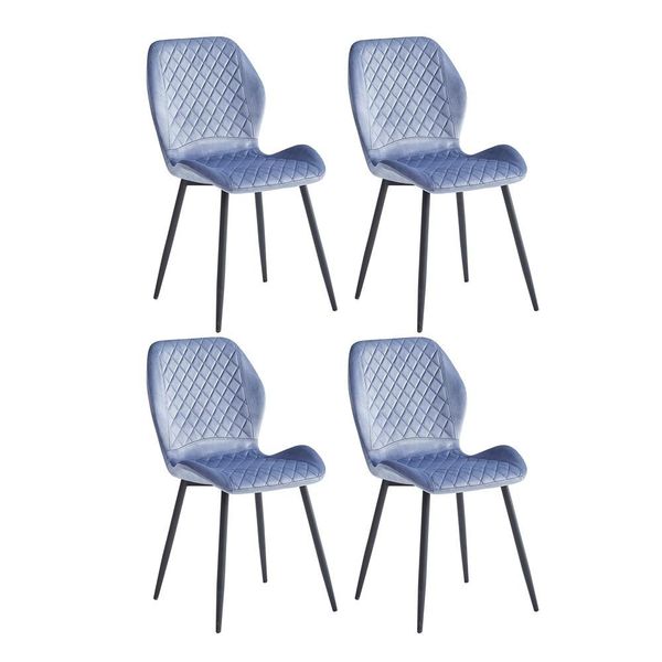 Sedia Da Pranzo Casadolce Molina, Set Di 4, Blu, Rivestimento In Tessuto Morbido, 48X59,5X86 Cm, Imbottitura In Schiuma, 120 Kg Di Carico Max-image