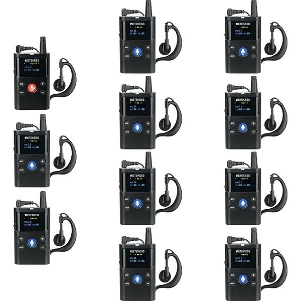 Retekess TT126 Sistema Di Guida Turistica Senza Fili, 280 M, Sistema Di Interpretazione Audio, Per Conferenze, Visite Guidate In Fabbrica, (1 Trasmettitore 10 Ricevitori)-image