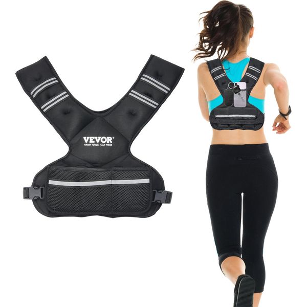 Vevor Gilet Con Pesi Regolabili Da 9 A 14,5 Kg, Con 6 Pesi In Ferro E Striscia Riflettente, Set Per Allenamento Con Pesi Corporei Per Uomini E Donne-image