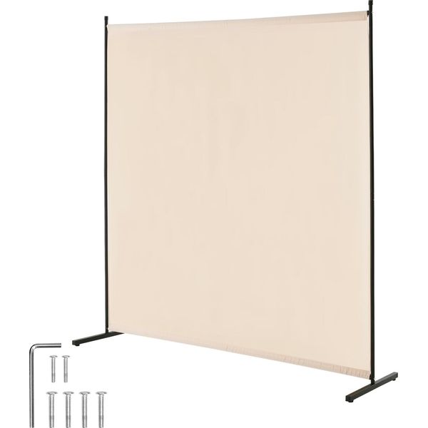Divisorio Per Ambienti Succebuy, Schermo Privacy Alto 1,82 M Con Pannello Singolo, Parete Divisoria Indipendente Per Separare Gli Ambienti, Per Ufficio E Camera Da Letto, Tessuto Beige-image