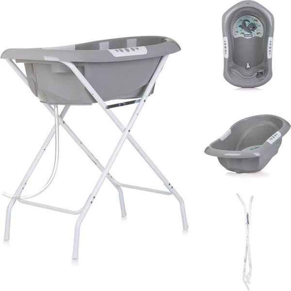 Chipolino Supporto Per Vasca Da Bagno Noemi Pieghevole, Scarico, Vani Portaoggetti, Dalla Nascita Grigio-image