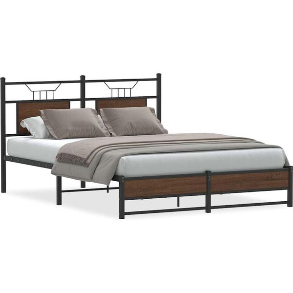 Vidaxl Struttura Letto Senza Materasso Rovere Marrone 140X190 Cm Materiale A Base Di Legno-image