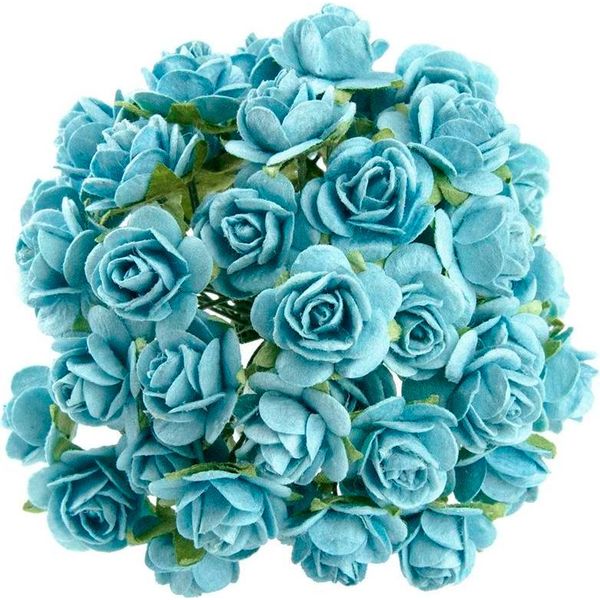 Rosen Aperto 20Mm 50Pz Scrapbooking Fiori Di Carta Di Gelso, Turchese-image