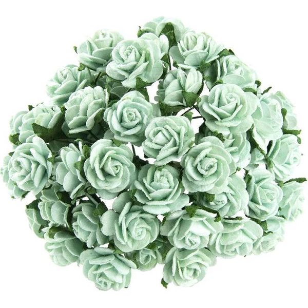 Rosen Aperto 25 Mm 25 Pezzi Carta Gelso Scrapbooking Fiori Verde Chiaro Pastello-image