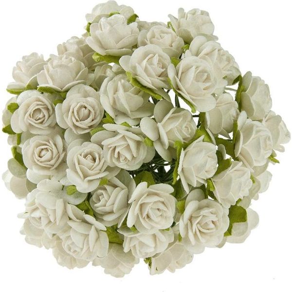 Rosen Aperto 25 Mm 50 Pezzi Scrapbooking Fiori Di Carta Di Gelso Colore Crema-image