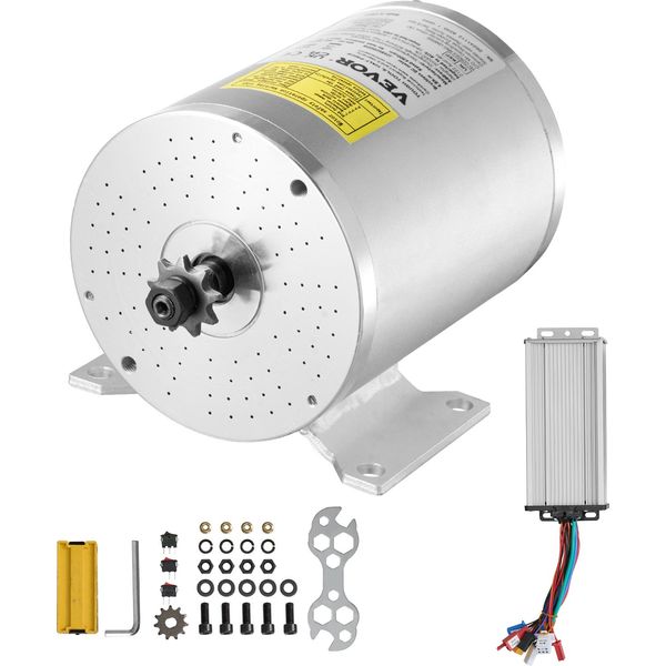 Kit Motore Elettrico Brushless Dc Vevor 2000 W - Motore Elettrico 48 V 4300 Giri/Min 4,8 Nm, Perfetto Per Kart, E-Bike, Moto E Scooter-image