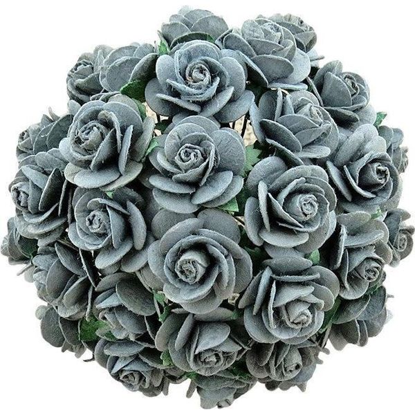 Rosen Aperto 25 Mm 25 Pezzi Carta Gelso Scrapbooking Fiori Grigio-Blu-image