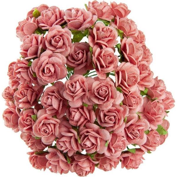 Rosen Aperto 20 Mm 50Pcs Scrapbooking Fiori Di Carta Di Gelso Colore Salmone-image