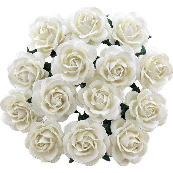 Rosen Traliccio 35Mm 25Pcs Scrapbooking Fiori Di Carta Di Gelso, Bianco-image