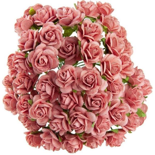 Rosen Aperto 25 Mm 25 Pezzi Scrapbooking Fiori Di Carta Di Gelso Colore Salmone-image