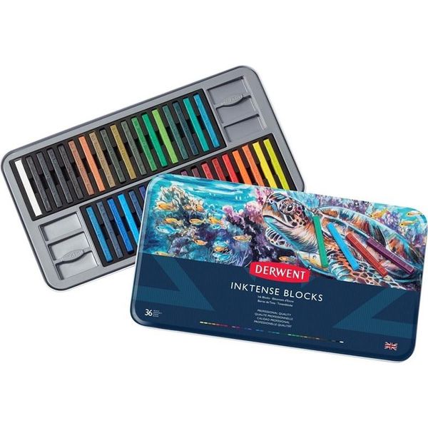 Pastelli Acquerellabili Derwent Inktense Blocks, 36 Pezzi In Scatola Di Metallo-image