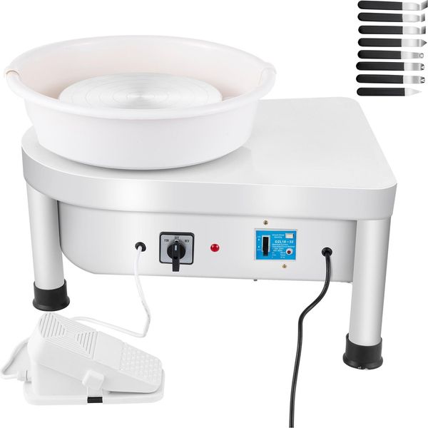 Succebuy Tornio Per Ceramiche, 25 Cm, 280 W, Macchina Per Modellare La Ceramica Elettrica Con Pedale, Ciotola Rimovibile E Set Di Attrezzi Per Modellare Per I Lavori Di Argilla Fai Da Te-image