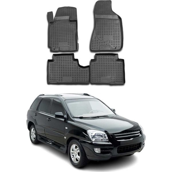 2004-2010 Kia Sportage Tappetini Tpe Nero 4 Pezzi-image