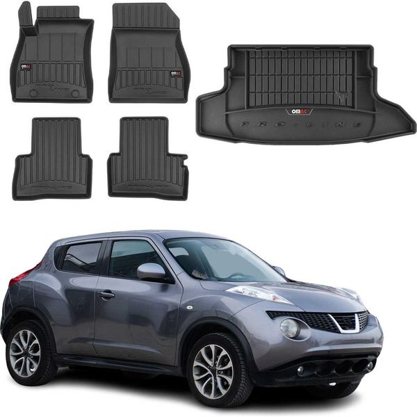 Set Di Tappetini E Fodere Per Il Bagagliaio Omac Per Nissan Juke 2010-2019 In Gomma Nera 5X-image