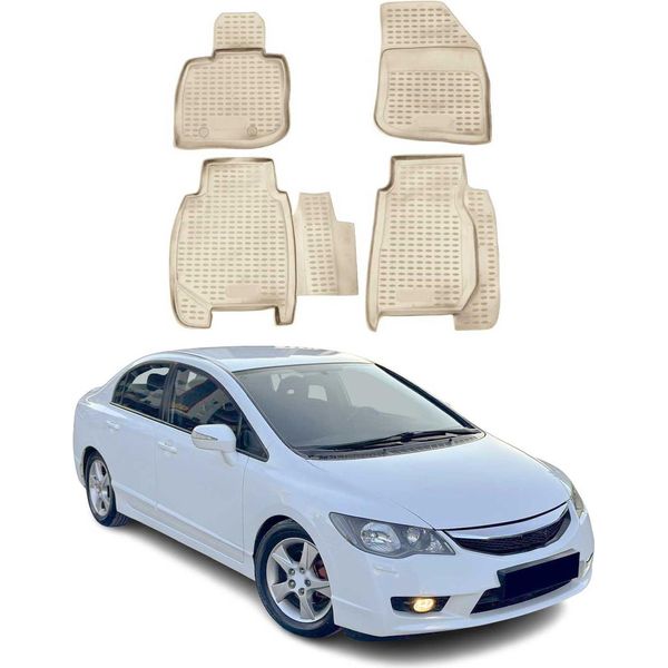 2005-2011 Honda Civic Tappetini Tpe Beige 4 Pz-image