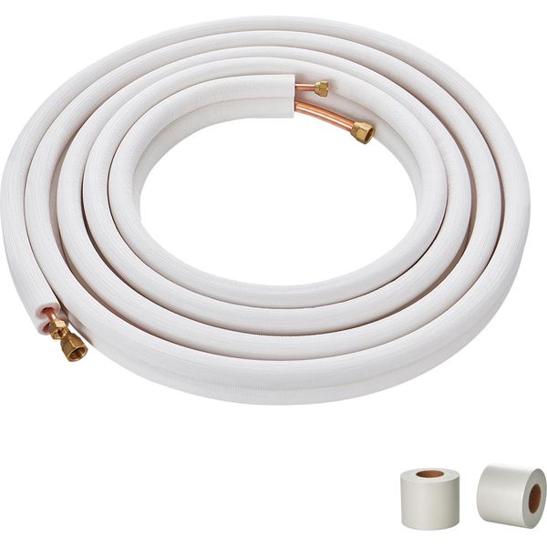 Succebuy Set Di Cavi Mini Split Da 7620 Mm, Diametro Esterno 6,4 E 12,7 Mm, Tubo Di Rame Con Isolamento A Tre Strati, Per Condizionamento E Hvac, Incl. Nastri Di Avvolgimento-image