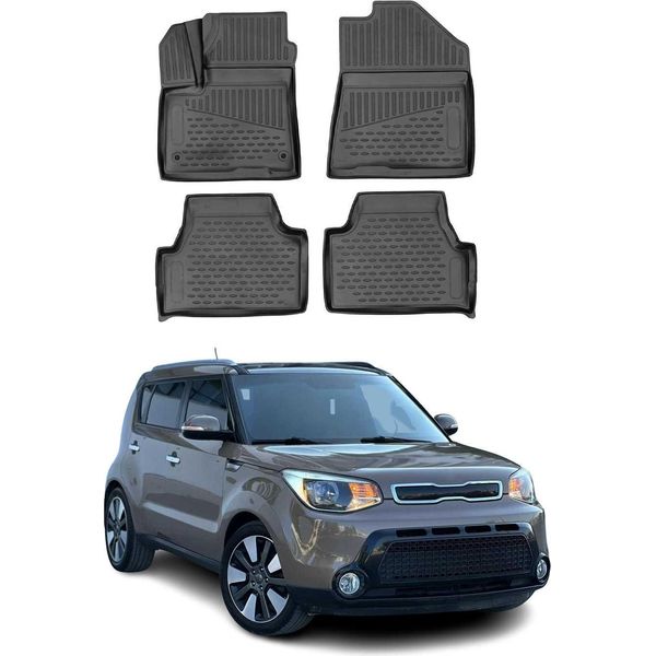 2014-2021 Kia Soul Ev 5 Porte Tappetini Tpe Nero 4 Pezzi-image