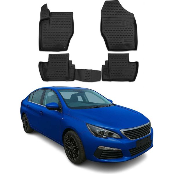 2010-2014 Peugeot 408 Tappetini Tpe Nero 4 Pz-image