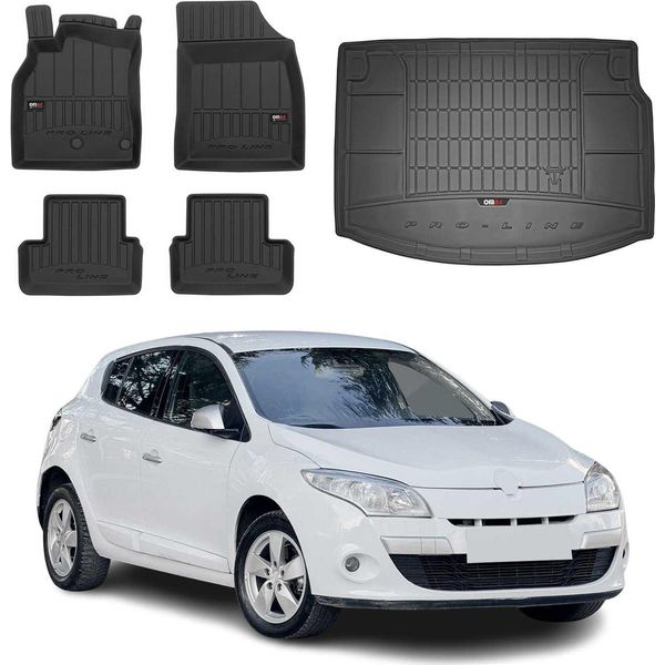 Set Di Tappetini E Fodere Per Bagagliaio Omac Per Renault Megane 2008-2015 In Gomma Tpe 5X-image