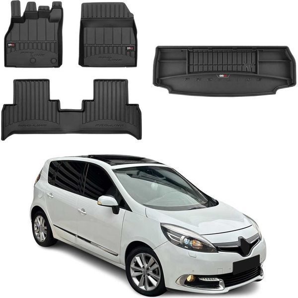 Set Di Tappetini E Fodere Per Bagagliaio Omac Per Renault Scenic 2009-2016 3A Fila In Gomma-image