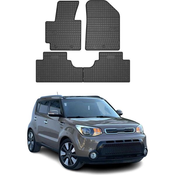 2013-2019 Kia Soul Tappetini In Gomma Nera 4 Pz-image