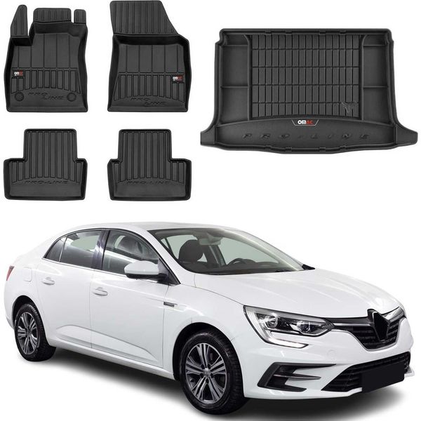 Set Di Tappetini E Rivestimenti Per Il Bagagliaio Omac Per Renault Megane 2015-2025 In Gomma Tpe 5X-image