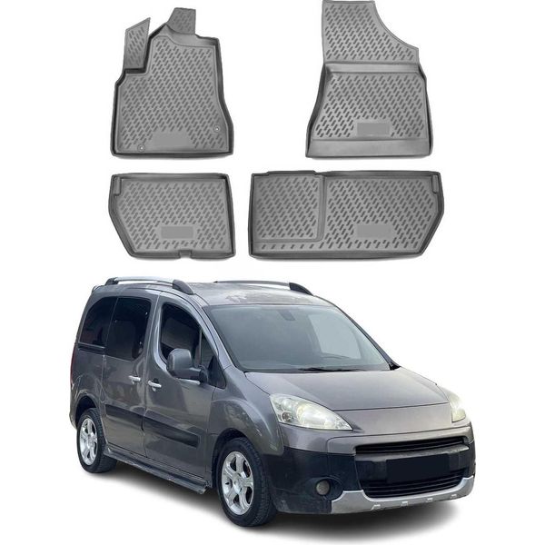 2008-2018 Peugeot Partner Tappetini Tpe Grigio 4 Pz-image