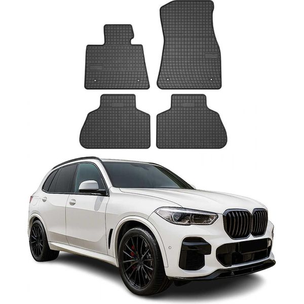 2018-2025 Bmw X5 G05 Tappetini In Gomma Nera 4 Pezzi-image