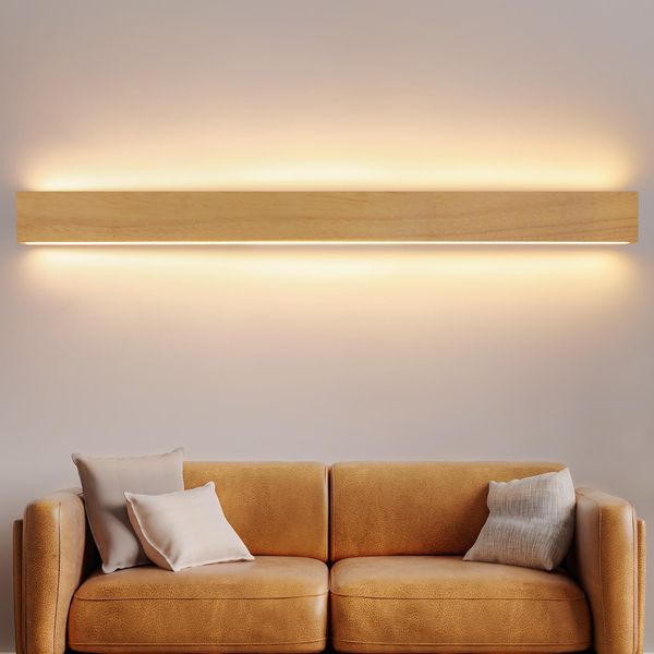Zmh Led Lampada Da Parete Per Interni In Legno 100 Cm 36W Moderna Lampada Da Corridoio Parete Su E Giù Luce Indiretta 3000K Bianco Caldo 5000Lm Illuminazione Da Parete Per Soggiorno Camera Da Letto Corridoio Scala-image