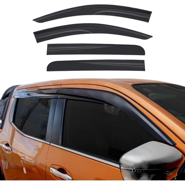 4X Paravento Parapioggia Per Mitsubishi L200 Triton 2014-2021 Acrilico Scuro-image