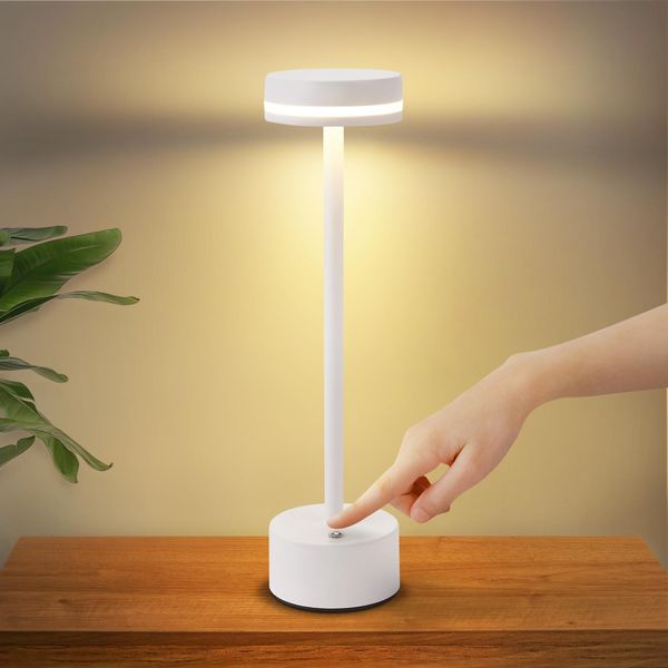 Zmh Lampada Da Tavolo A Batteria Led Lampada Da Tavolo Ricaricabile Da Comodino Dimmerabile Con USB-C Batteria Ricaricabile Lampada Da Tavolo Bianca Lampade Da Tavolo Per Camera Da Letto Sala Da Pranzo Ufficio-image