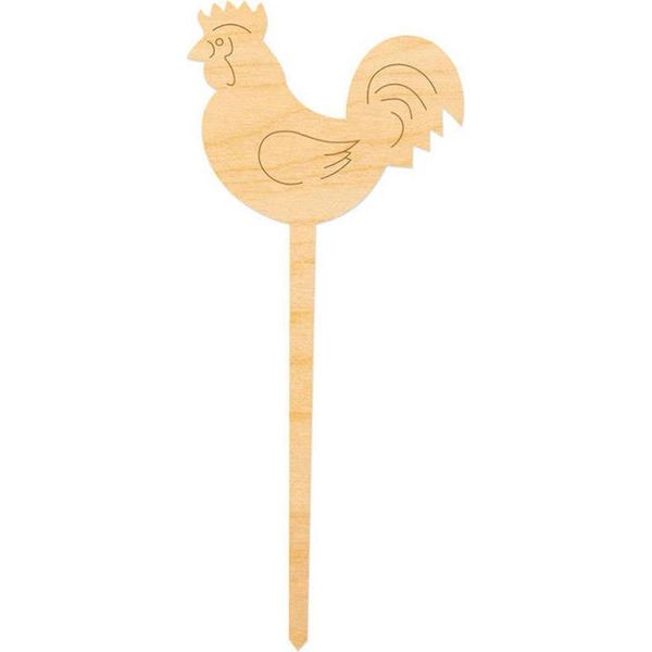 Decorazione In Legno Su Bastone Gallo 14Cm Decoro-image