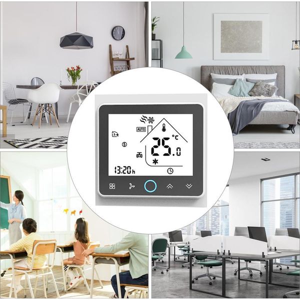 Termostato Ambiente Intelligente A Quattro Tubi Regolatore Di Temperatura Digitale Programmabile Per Impianti Di Climatizzazione (BAC-002EL, Bianco E Nero)-image
