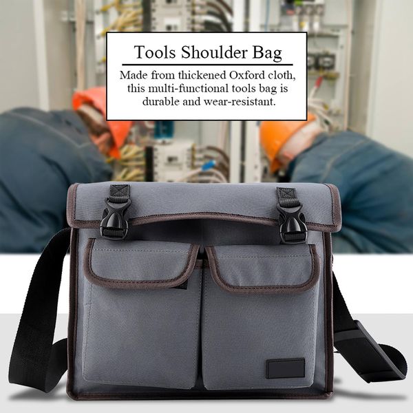 Borsa Porta Attrezzi In Tessuto Oxford Ispessito Per Elettricista Riparatore (Grigio)-image