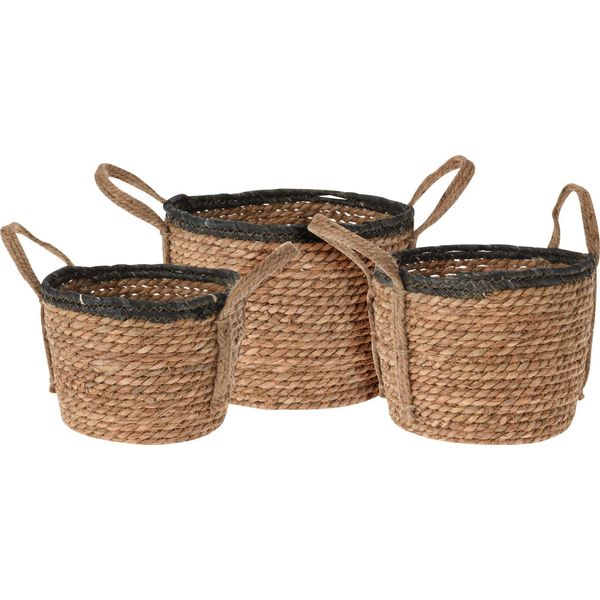 Set Di 3 - Cestino Rona In Seagrass - Tre Misure, Naturale/Nero-image