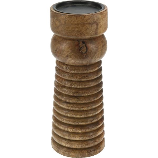 Portacandele In Legno Arlo - Legno Di Mango, Marrone, 25 Cm, Grande-image