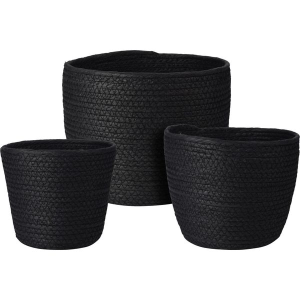 Set Di 3 - Cestino Portaoggetti Nero - Tre Misure, Nero-image