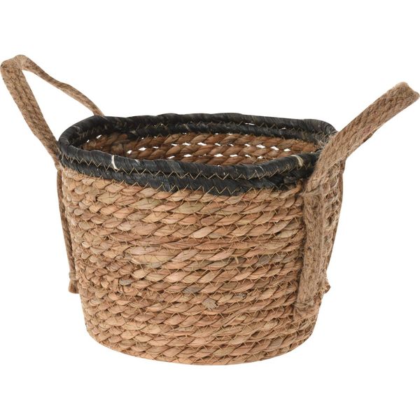 Cestino In Seagrass Rona (28X28X28Cm) - Medio, Rotondo Con Orecchie, Naturale/Nero-image