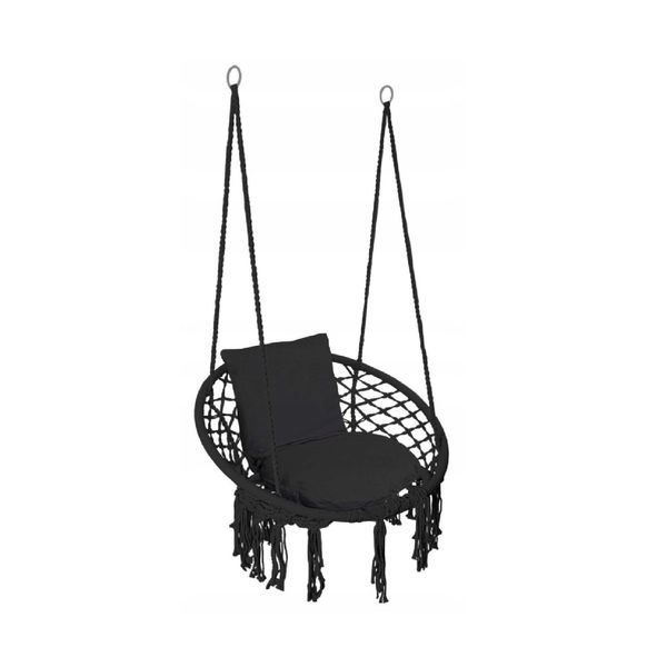 Qls Sedia Sospesa Con Cuscino Per Giardino E Casa Sedia A Dondolo Fino A 150 Kg Nero 11299-image