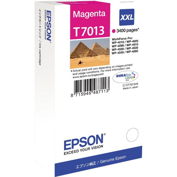 Epson T7013 - 34,2 Ml - Formato Xxl - Magenta - Originale - Blister - Cartuccia D'inchiostro - Per Workforce Pro WP-4015-image