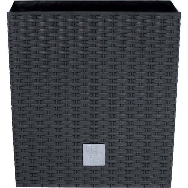 Deuba® Vaso Da Fiori Per Interno Esterno Fioriera Piante Con Maniglie Effetto Rattan 35L Antracite-image