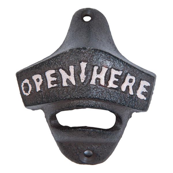 Clayre & Eef Apribottiglie 7*3*8 Cm Ferro Marrone Aprire Qui Aprire Birra Apribottiglie-image