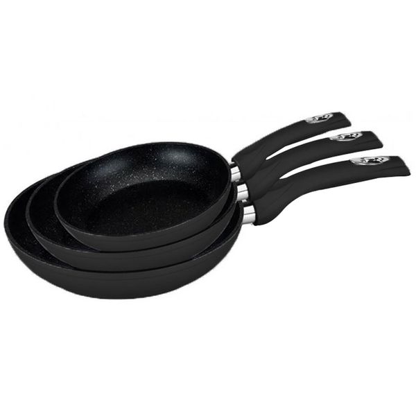Royalty Line RL-FM3F3: Set Di Pentole Da 3 Pezzi In Alluminio Forgiato Con Rivestimento In Marmo Nero-image