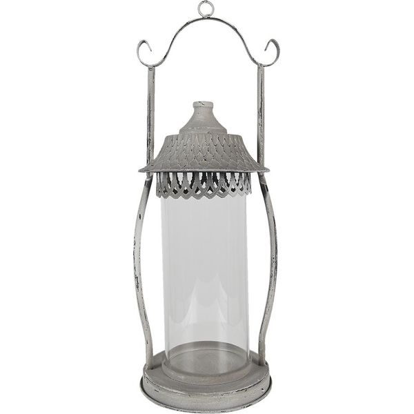 Lanterna Clayre & Eef Ø 15X44 Cm In Metallo Grigio-image