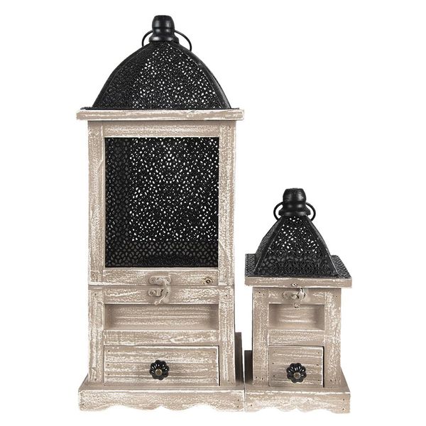 Set Di 2 Lanterne Clayre & Eef In Legno Marrone-image