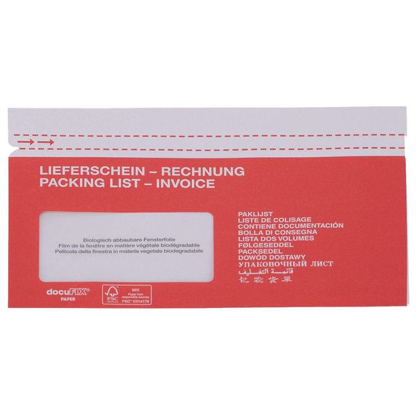 Docufix® 2FHDP340212 Tasche Di Accompagnamento Con Bolla Di Consegna/Fattura - Carta, C6/5, Bianco/Rosso, 500 Pz-image