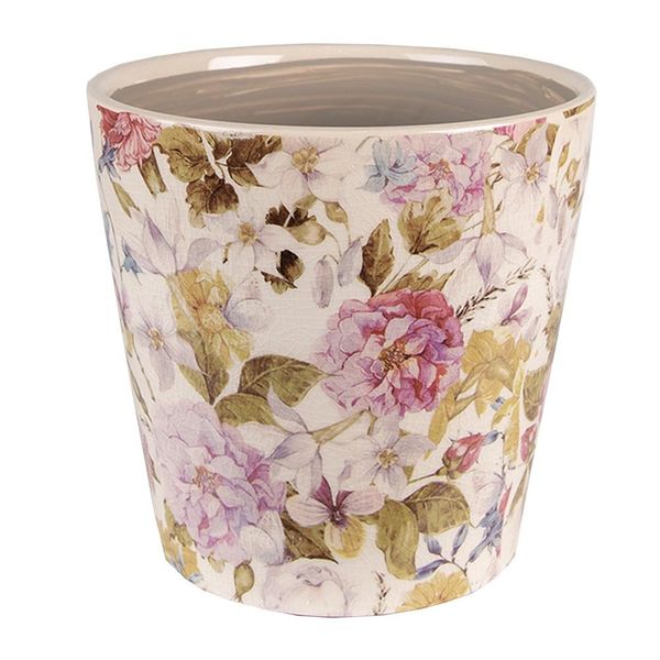 Vaso Da Fiori Clayre & Eef Ø 14X13 Cm Fiori In Vetroceramica Rosa Beige-image