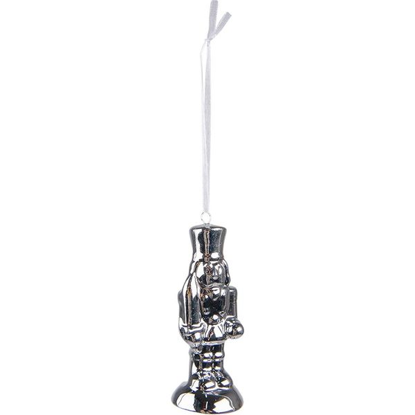 Clayre & Eef Schiaccianoci Pendente Natalizio 10 Cm In Porcellana Color Argento-image